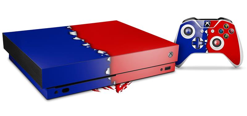 XBOX One X Console Controller Bundle Skins Ripped Colors Blue
