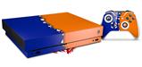 Skin Wrap compatible with XBOX One X Console and Controller Ripped Colors Blue Orange