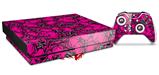 Skin Wrap compatible with XBOX One X Console and Controller Scattered Skulls Hot Pink