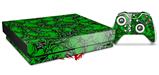Skin Wrap compatible with XBOX One X Console and Controller Scattered Skulls Green