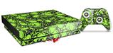 Skin Wrap compatible with XBOX One X Console and Controller Scattered Skulls Neon Green