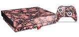 Skin Wrap compatible with XBOX One X Console and Controller Scattered Skulls Pink