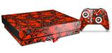 Skin Wrap compatible with XBOX One X Console and Controller Scattered Skulls Red