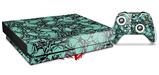 Skin Wrap compatible with XBOX One X Console and Controller Scattered Skulls Seafoam Green