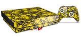 Skin Wrap compatible with XBOX One X Console and Controller Scattered Skulls Yellow