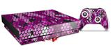 Skin Wrap compatible with XBOX One X Console and Controller HEX Mesh Camo 01 Pink