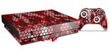 Skin Wrap compatible with XBOX One X Console and Controller HEX Mesh Camo 01 Red Bright