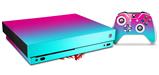 Skin Wrap compatible with XBOX One X Console and Controller Smooth Fades Neon Teal Hot Pink