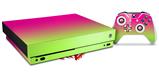 Skin Wrap compatible with XBOX One X Console and Controller Smooth Fades Neon Green Hot Pink