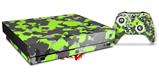 Skin Wrap compatible with XBOX One X Console and Controller WraptorCamo Old School Camouflage Camo Lime Green