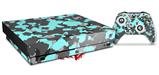 Skin Wrap compatible with XBOX One X Console and Controller WraptorCamo Old School Camouflage Camo Neon Teal