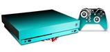 Skin Wrap compatible with XBOX One X Console and Controller Smooth Fades Neon Teal Black