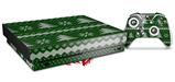 Skin Wrap compatible with XBOX One X Console and Controller Ugly Holiday Christmas Sweater - Christmas Trees Green 01