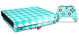 Skin Wrap compatible with XBOX One X Console and Controller Houndstooth Neon Teal