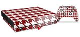 Skin Wrap compatible with XBOX One X Console and Controller Houndstooth Red Dark