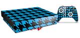 Skin Wrap compatible with XBOX One X Console and Controller Houndstooth Blue Neon on Black
