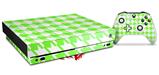 Skin Wrap compatible with XBOX One X Console and Controller Houndstooth Neon Lime Green