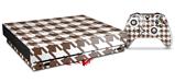 Skin Wrap compatible with XBOX One X Console and Controller Houndstooth Chocolate Brown