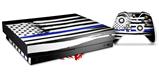 Skin Wrap compatible with XBOX One X Console and Controller Brushed USA American Flag Blue Line