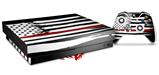 Skin Wrap compatible with XBOX One X Console and Controller Brushed USA American Flag Red Line