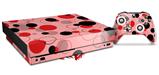 Skin Wrap compatible with XBOX One X Console and Controller Lots of Dots Red on Pink