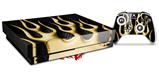 Skin Wrap compatible with XBOX One X Console and Controller Metal Flames Yellow