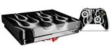 Skin Wrap compatible with XBOX One X Console and Controller Metal Flames Chrome