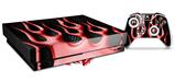 Skin Wrap compatible with XBOX One X Console and Controller Metal Flames Red