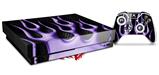 Skin Wrap compatible with XBOX One X Console and Controller Metal Flames Purple