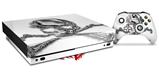 Skin Wrap compatible with XBOX One X Console and Controller Chrome Skull on White