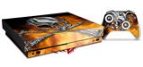 Skin Wrap compatible with XBOX One X Console and Controller Chrome Skull on Fire