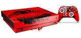 Skin Wrap compatible with XBOX One X Console and Controller Big Kiss Lips Black on Red