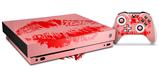 Skin Wrap compatible with XBOX One X Console and Controller Big Kiss Lips Red on Pink