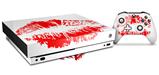 Skin Wrap compatible with XBOX One X Console and Controller Big Kiss Lips Red on White