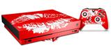 Skin Wrap compatible with XBOX One X Console and Controller Big Kiss Lips White on Red