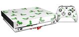Skin Wrap compatible with XBOX One X Console and Controller Christmas Holly Leaves on White