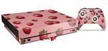 Skin Wrap compatible with XBOX One X Console and Controller Strawberries on Pink