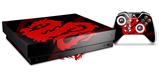 Skin Wrap compatible with XBOX One X Console and Controller Oriental Dragon Red on Black