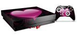 Skin Wrap compatible with XBOX One X Console and Controller Glass Heart Grunge Hot Pink