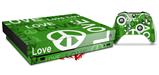 Skin Wrap compatible with XBOX One X Console and Controller Love and Peace Green
