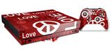 Skin Wrap compatible with XBOX One X Console and Controller Love and Peace Red