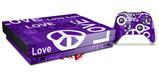 Skin Wrap compatible with XBOX One X Console and Controller Love and Peace Purple