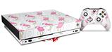 Skin Wrap compatible with XBOX One X Console and Controller Flamingos on White