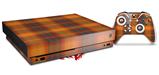 Skin Wrap compatible with XBOX One X Console and Controller Plaid Pumpkin Orange