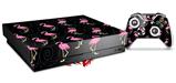 Skin Wrap compatible with XBOX One X Console and Controller Flamingos on Black