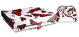 Skin Wrap compatible with XBOX One X Console and Controller Butterflies Red
