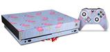 Skin Wrap compatible with XBOX One X Console and Controller Flamingos on Blue