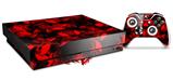 Skin Wrap compatible with XBOX One X Console and Controller Skulls Confetti Red