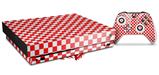 Skin Wrap compatible with XBOX One X Console and Controller Checkered Canvas Red and White
