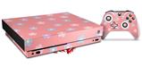 Skin Wrap compatible with XBOX One X Console and Controller Pastel Flowers on Pink